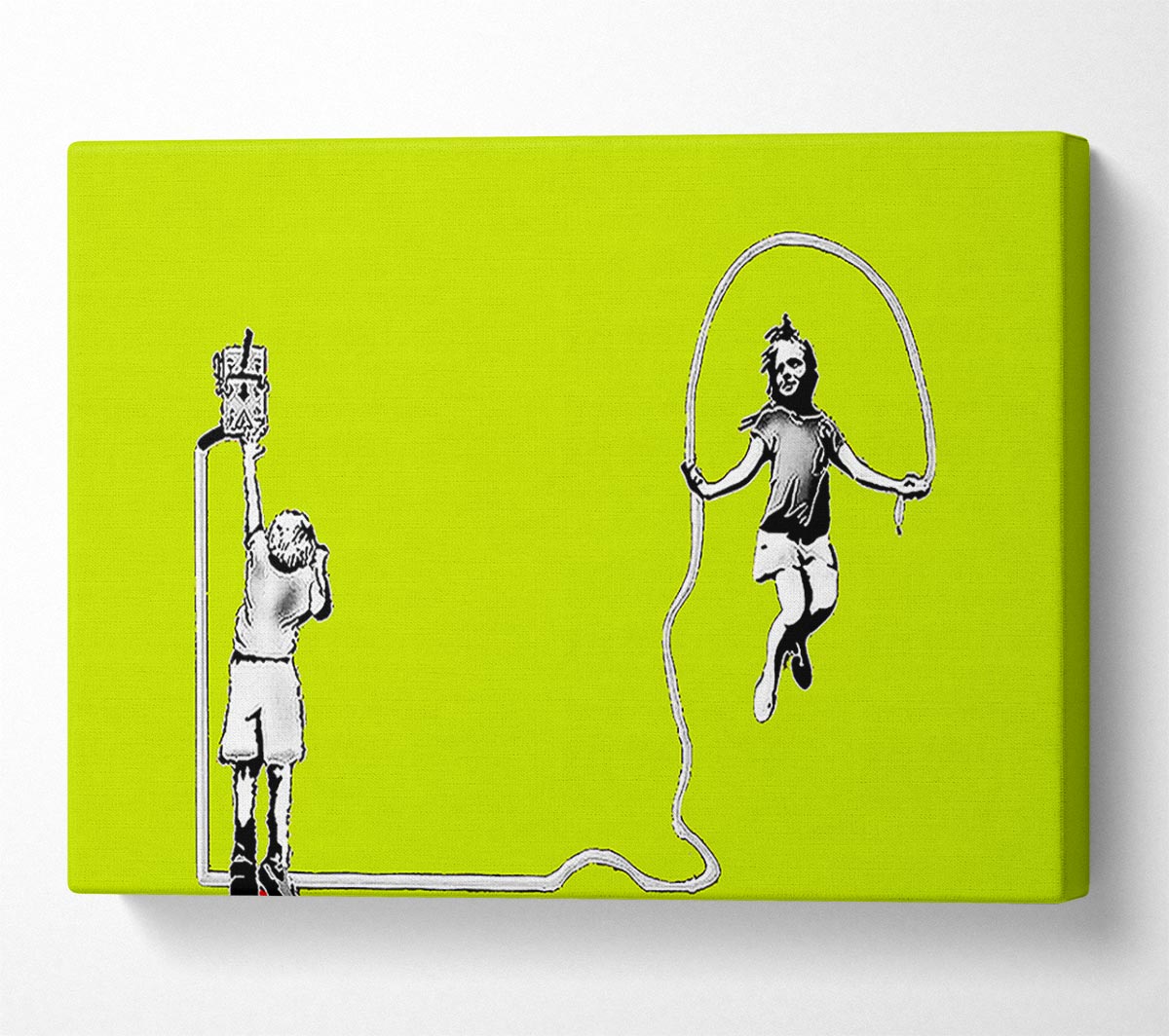 Electric Skipping Rope Lime Green Canvas Wall Art