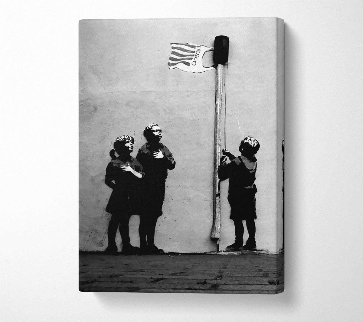 Homage To The Tesco Flag B n W Canvas Wall Art