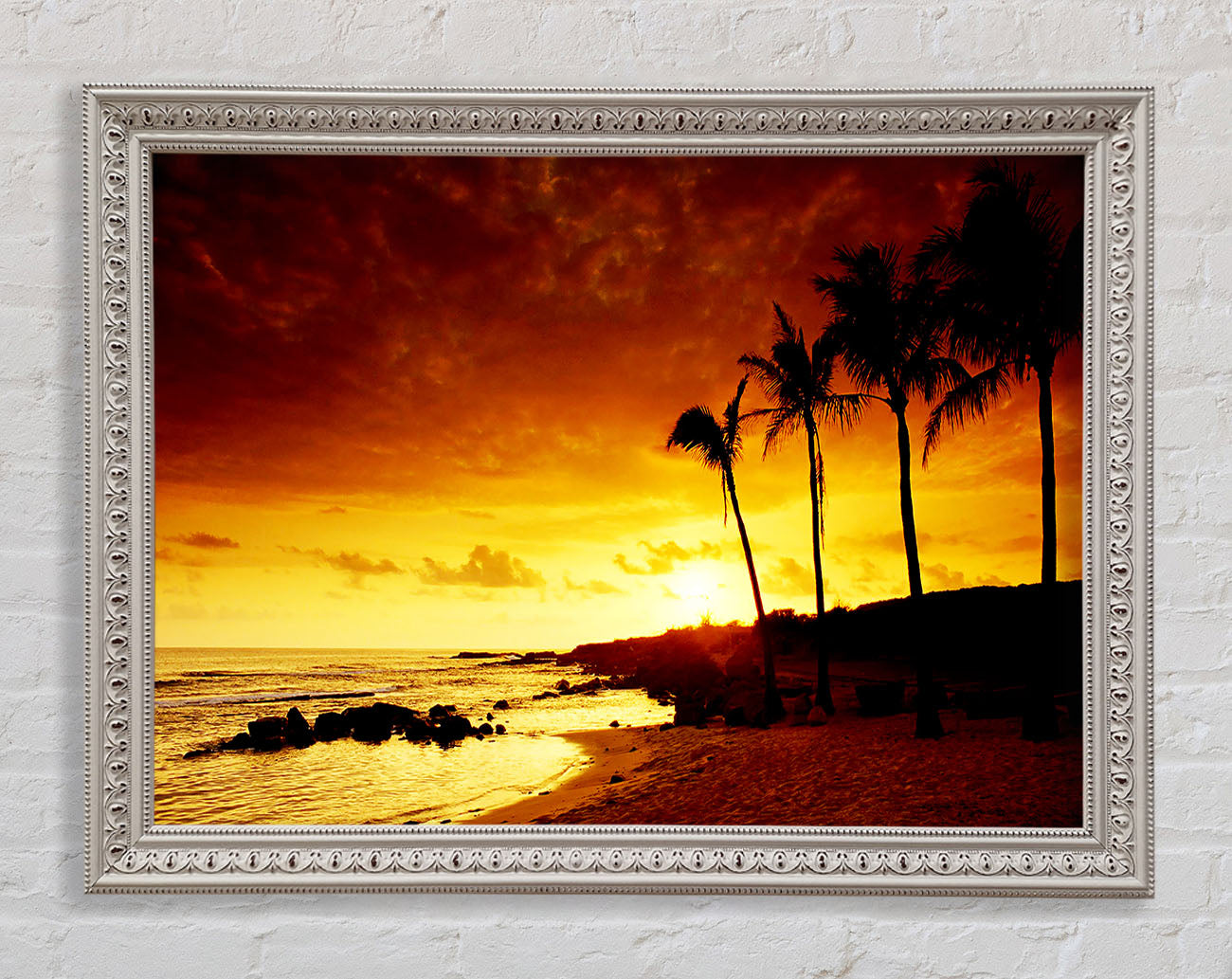 Caramel Palm Tree Sunset Framed Wall Art