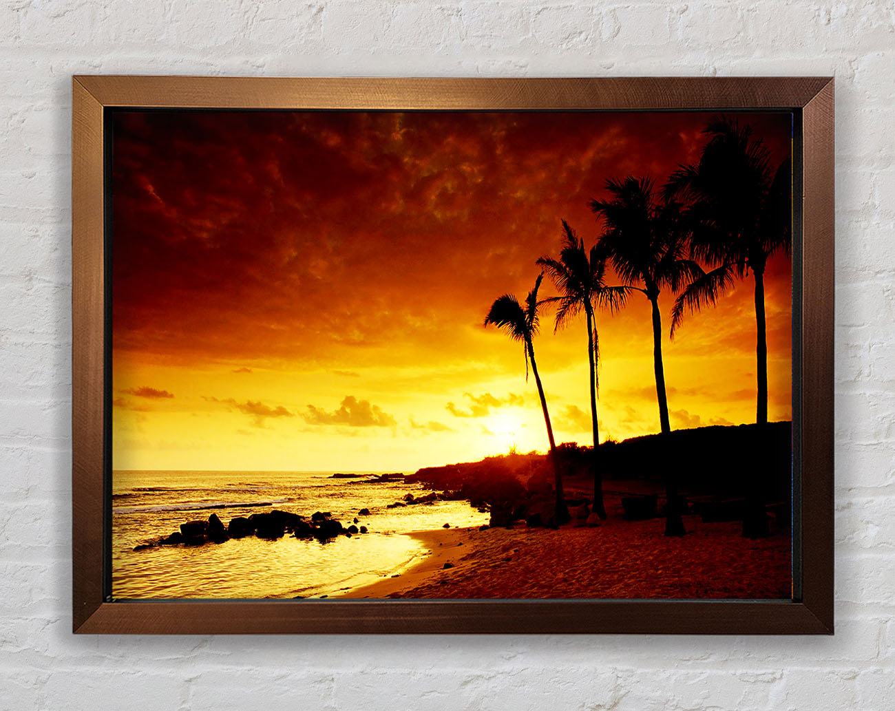 Caramel Palm Tree Sunset Framed Wall Art