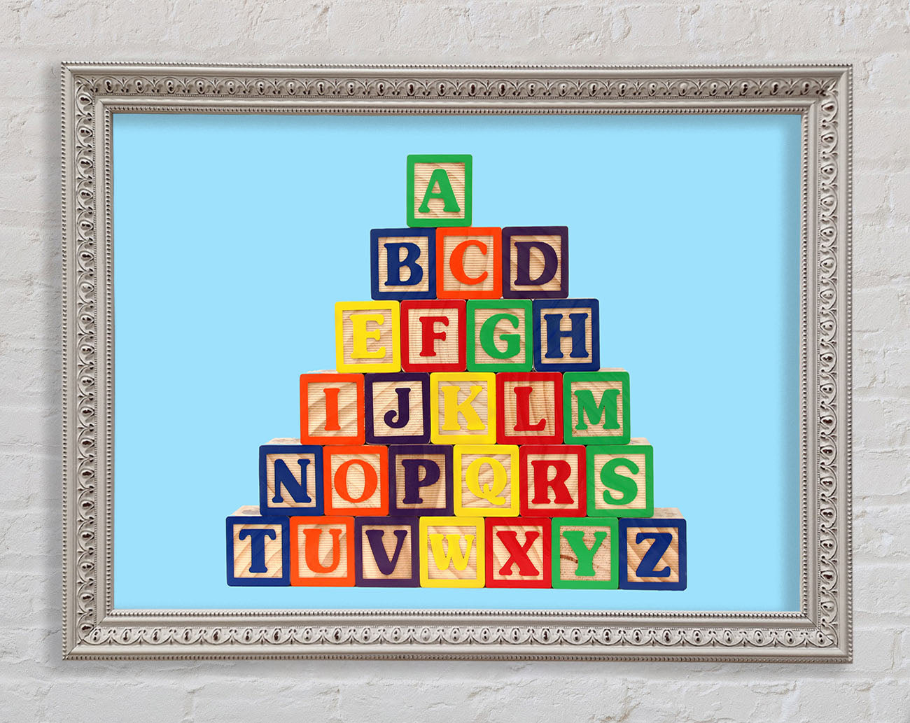 Alphabet Blocks Baby Blue Framed Wall Art