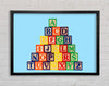Alphabet Blocks Baby Blue Framed Wall Art