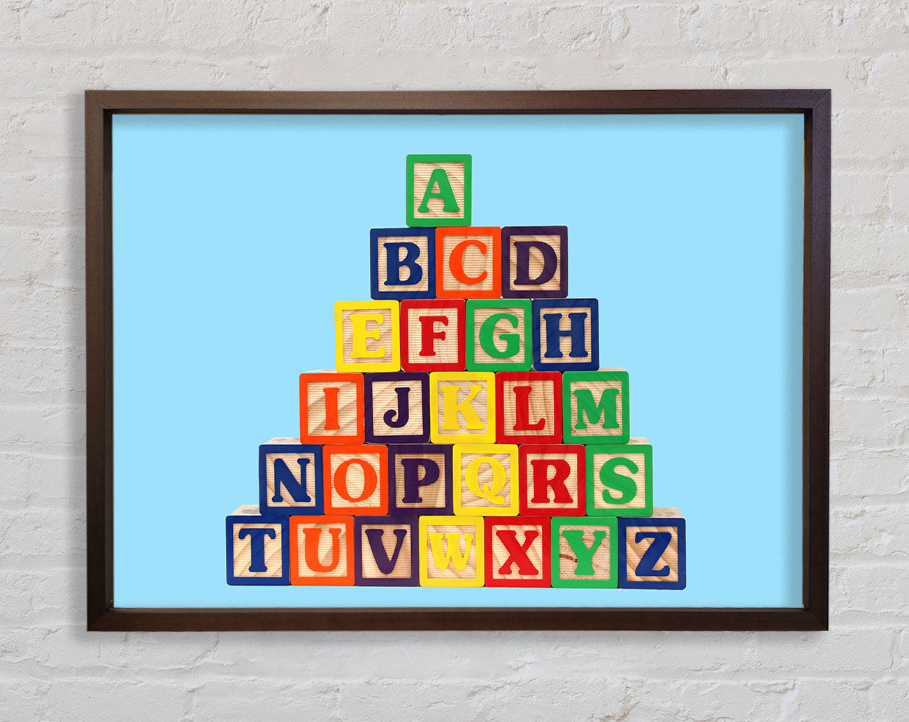 Alphabet Blocks Baby Blue Framed Wall Art