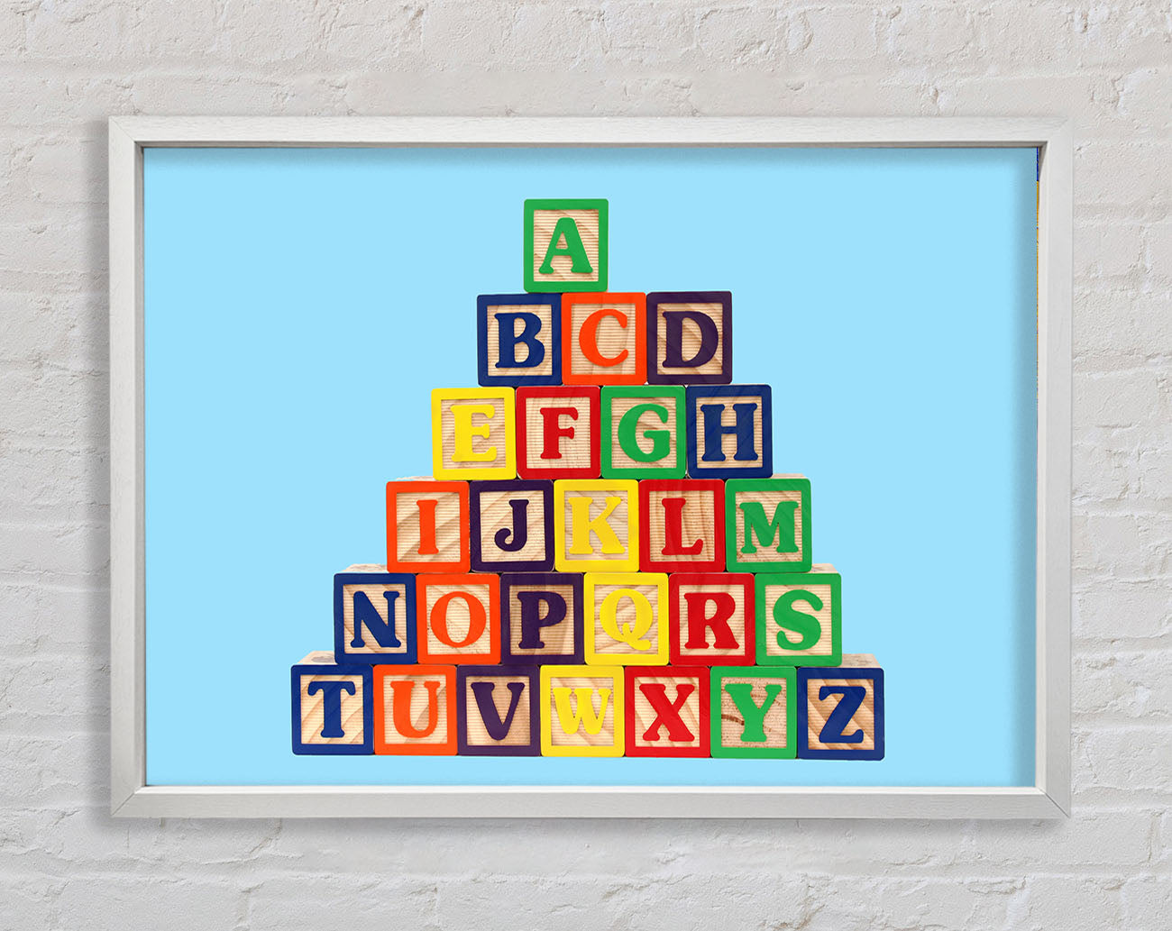 Alphabet Blocks Baby Blue Framed Wall Art