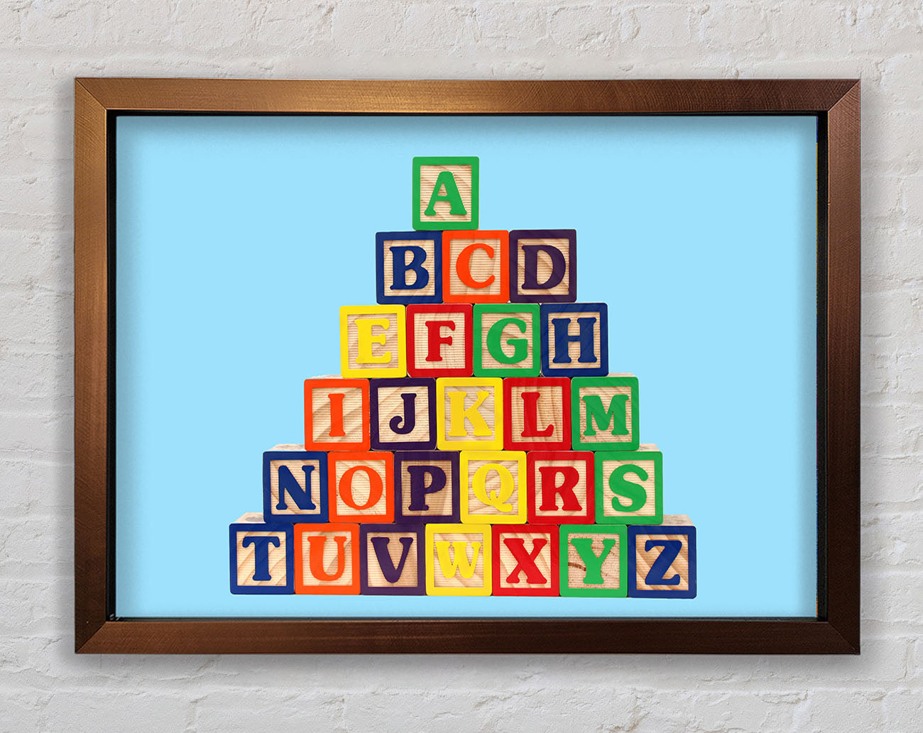 Alphabet Blocks Baby Blue Framed Wall Art