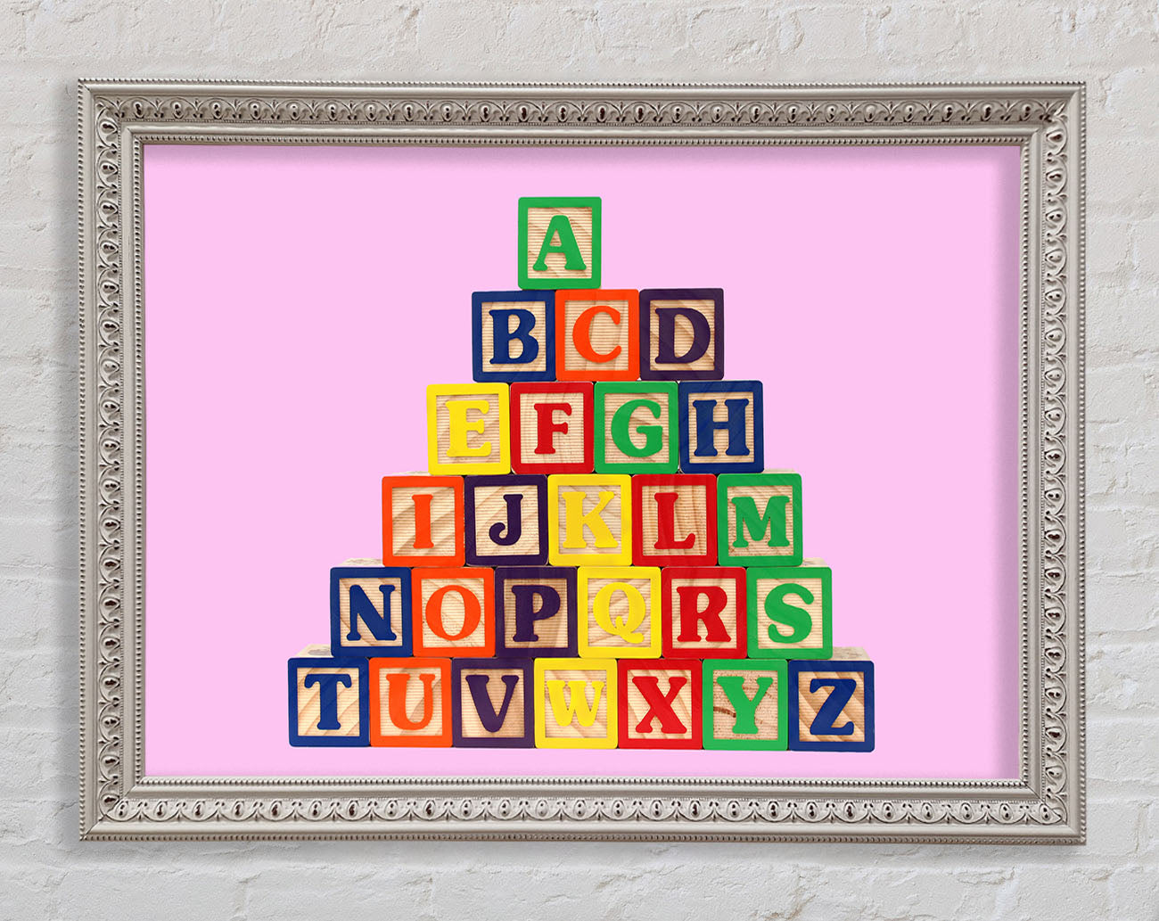 Alphabet Blocks Pink Framed Wall Art