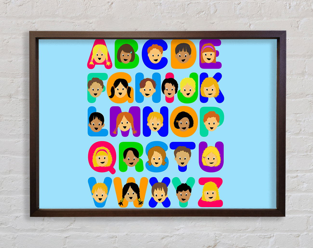 Alphabet Children Baby Blue Framed Wall Art