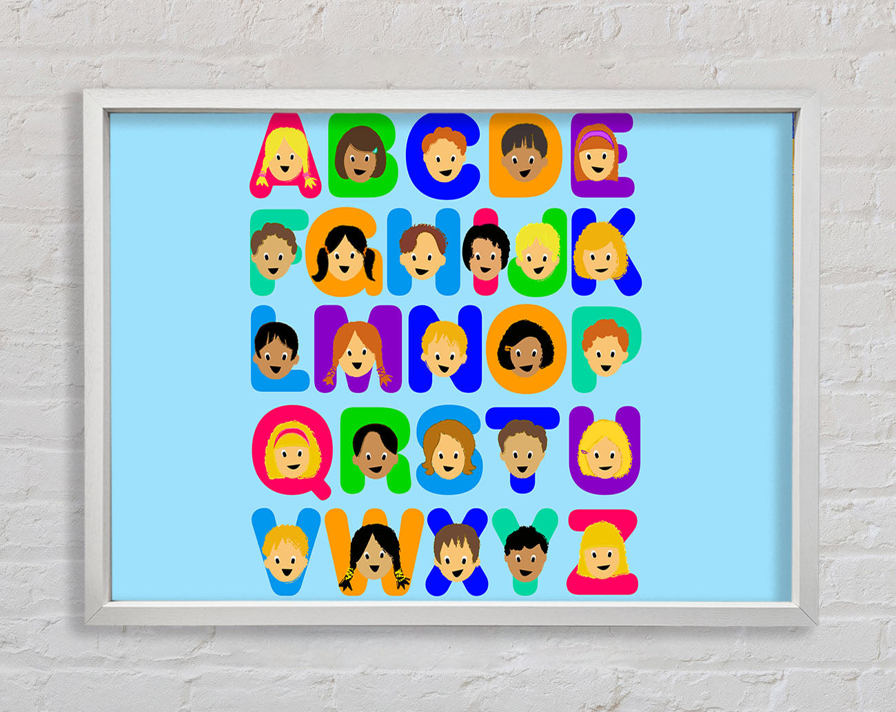 Alphabet Children Baby Blue Framed Wall Art