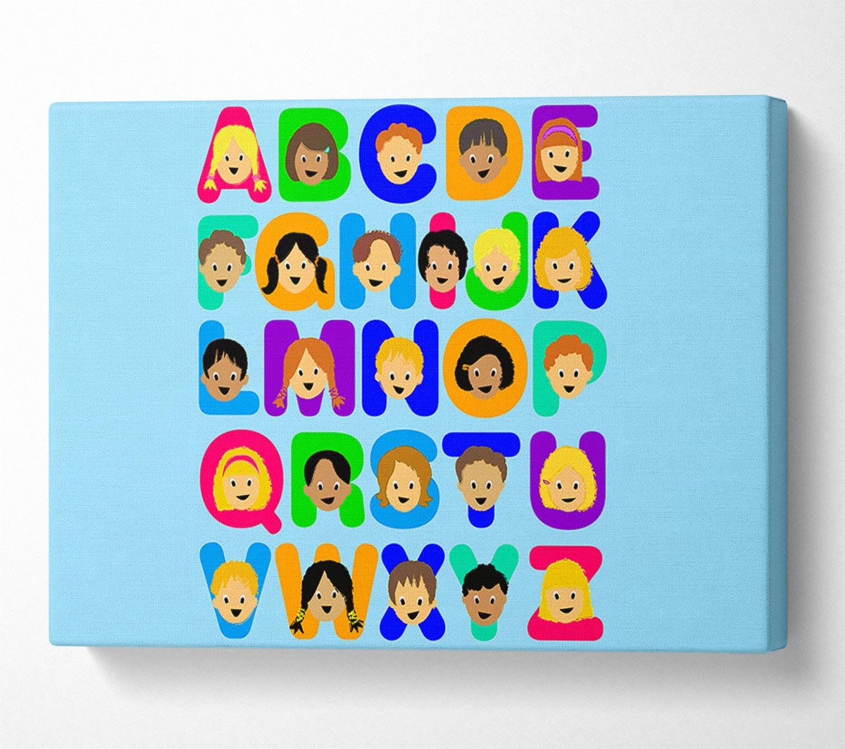 Alphabet Children Baby Blue Canvas Wall Art