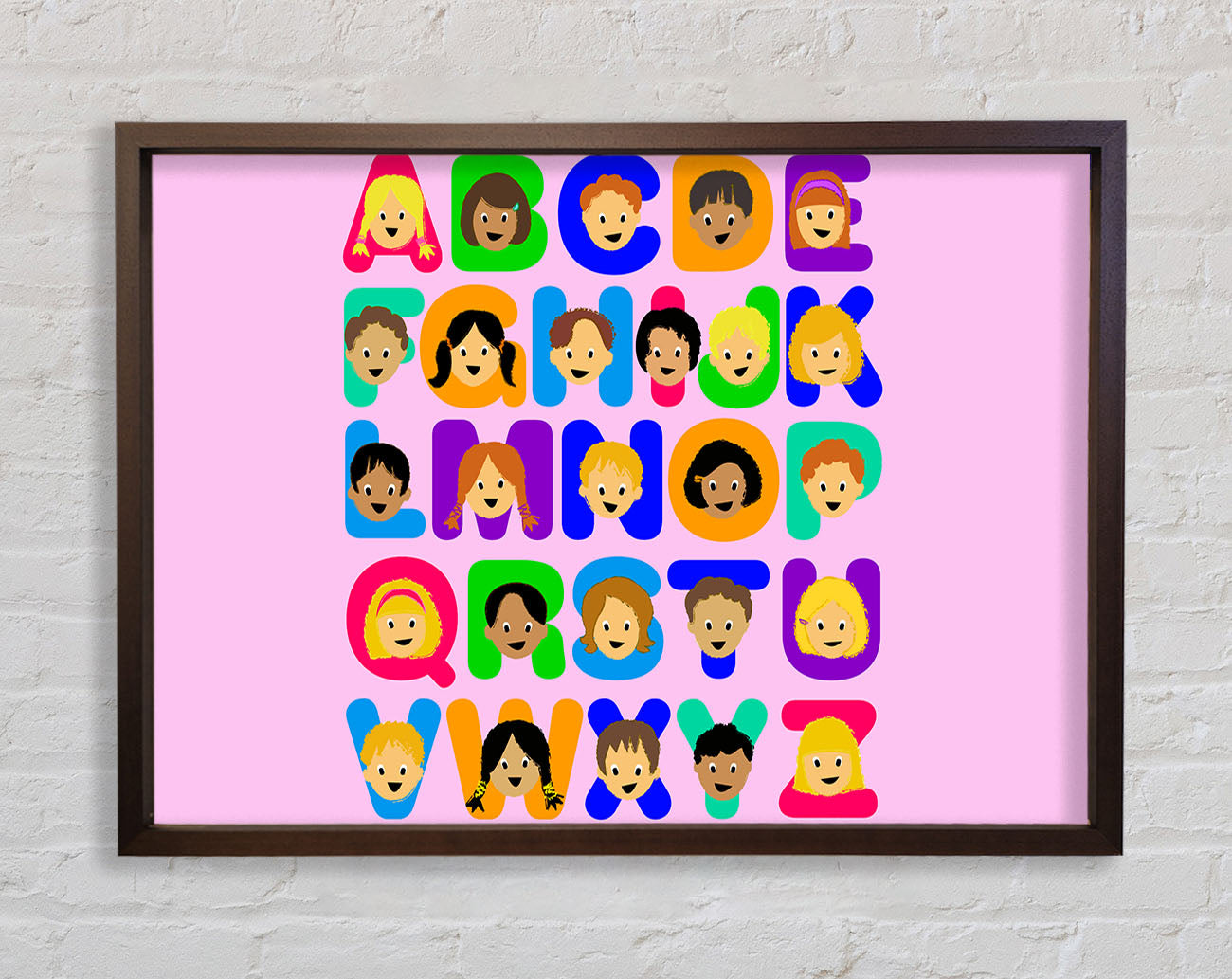 Alphabet Children Pink Framed Wall Art