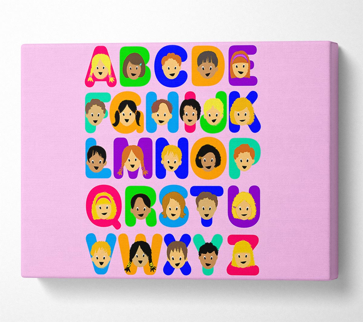 Alphabet Children Pink Canvas Wall Art