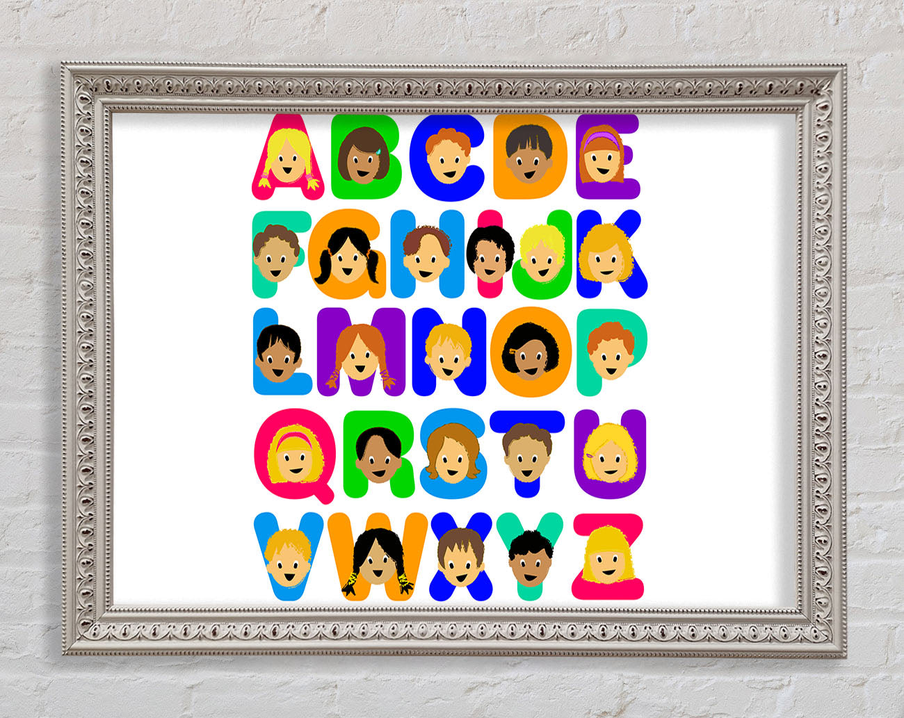 Alphabet Children White Framed Wall Art