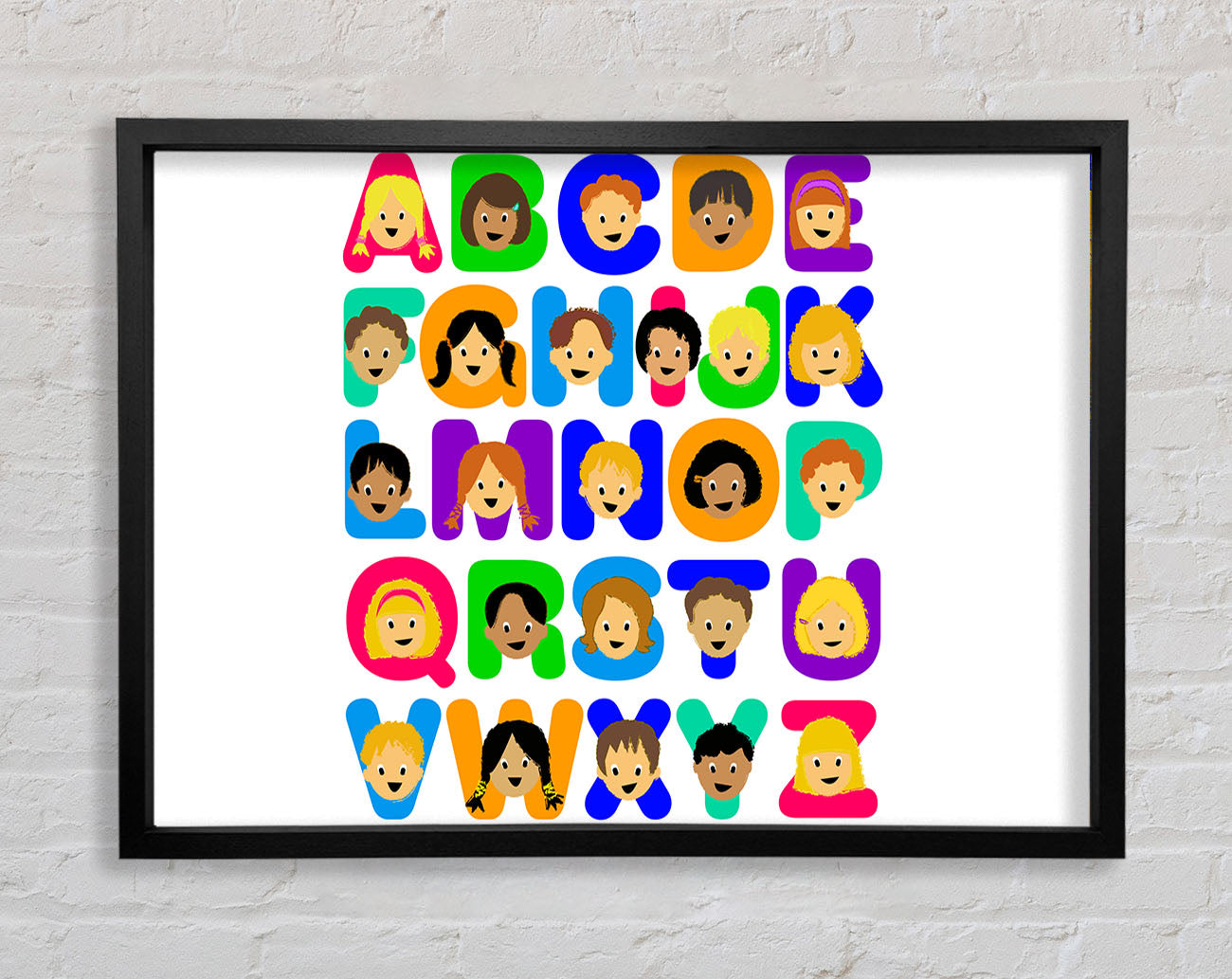 Alphabet Children White Framed Wall Art