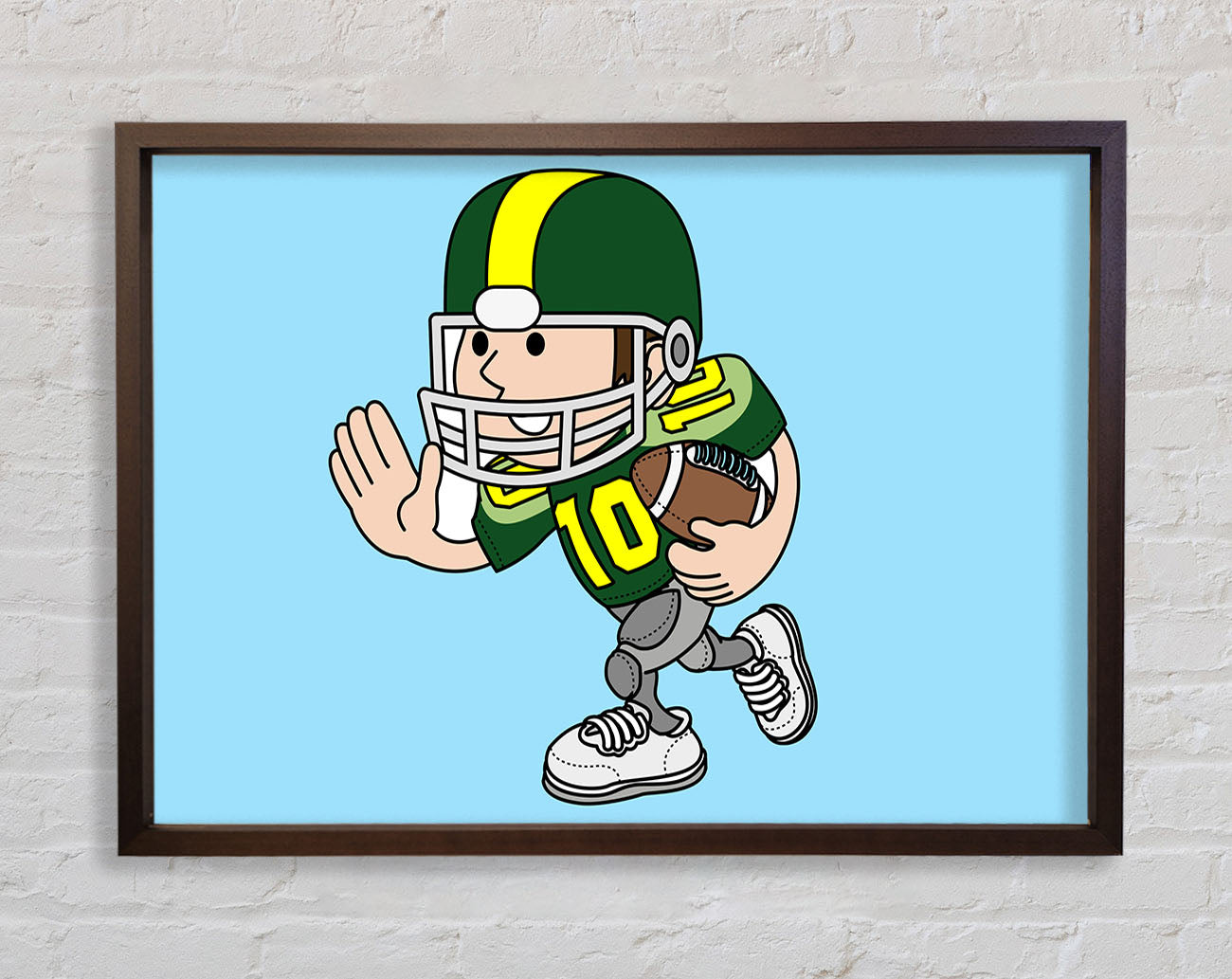 American Football Sport Player Baby Blue Framed Wall Art