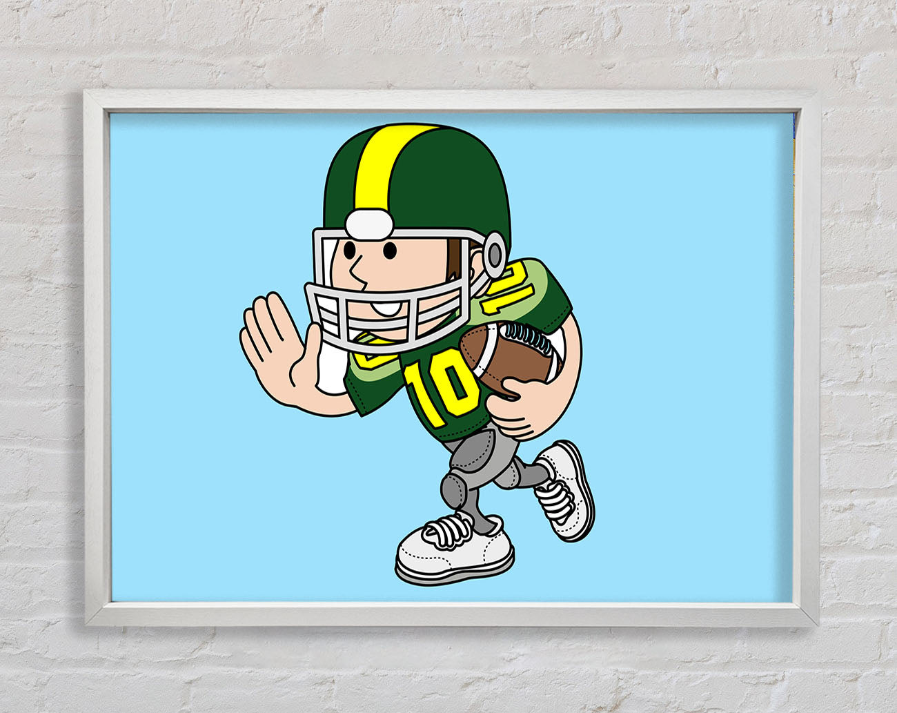 American Football Sport Player Baby Blue Framed Wall Art