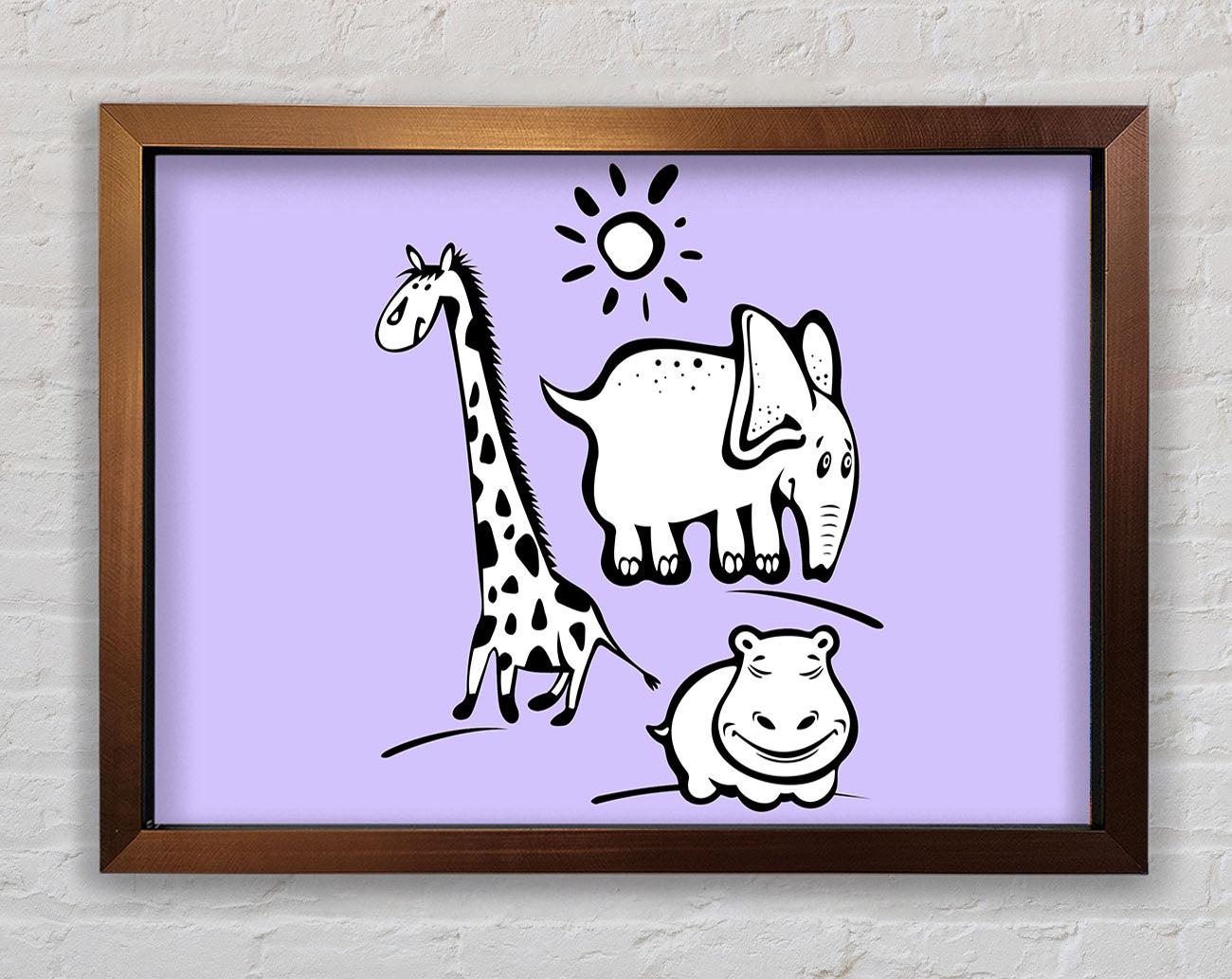 Animals Under The Sun Lilac Framed Wall Art