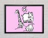 Animals Under The Sun Pink Framed Wall Art