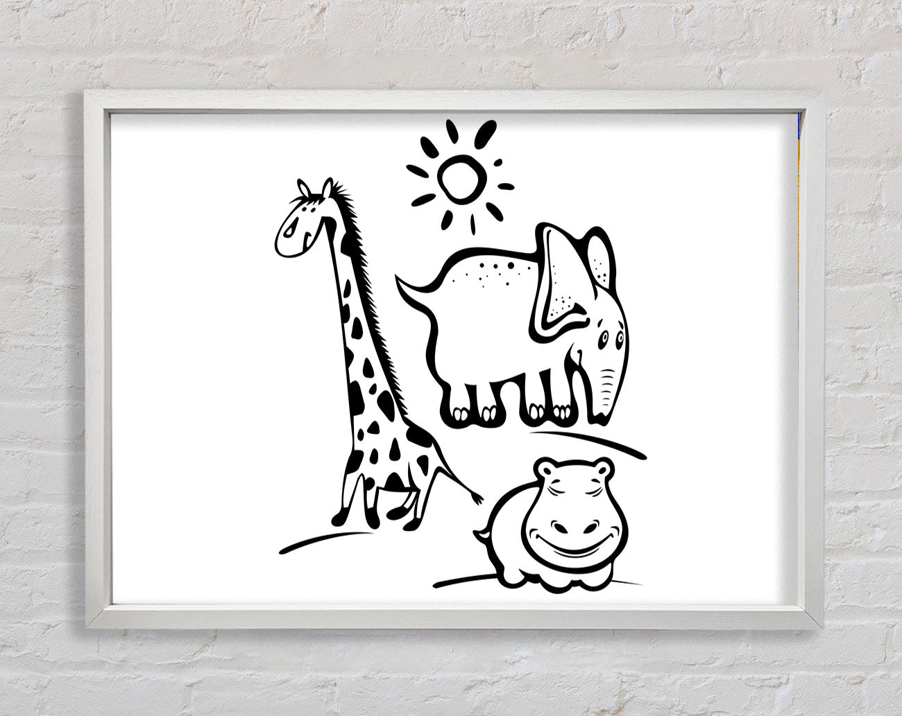 Animals Under The Sun White Framed Wall Art