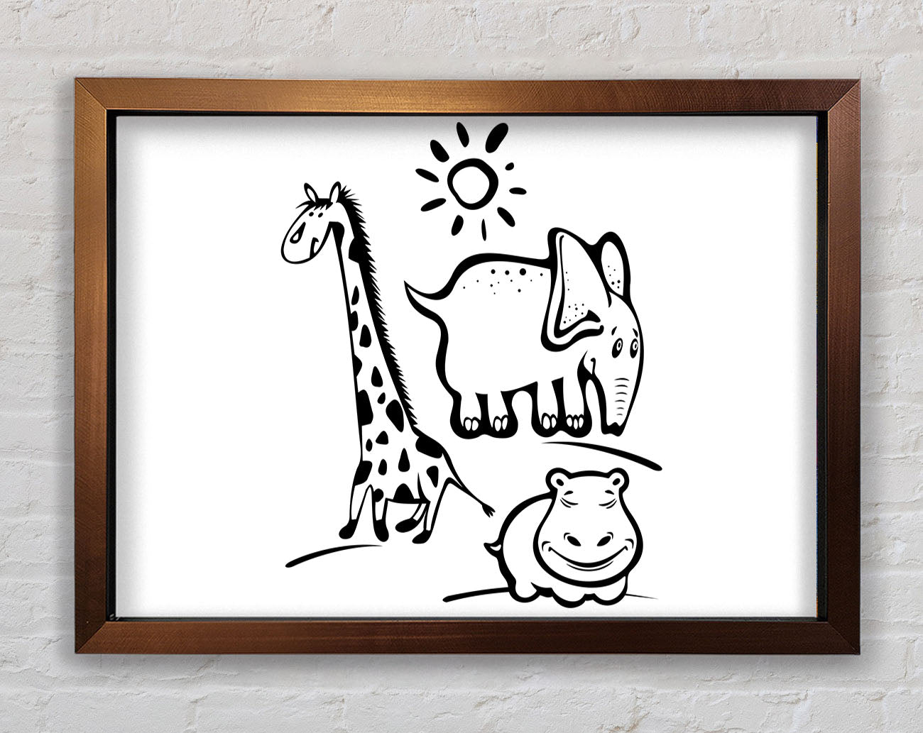 Animals Under The Sun White Framed Wall Art