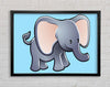 Big Eared Elephant Baby Blue Framed Wall Art