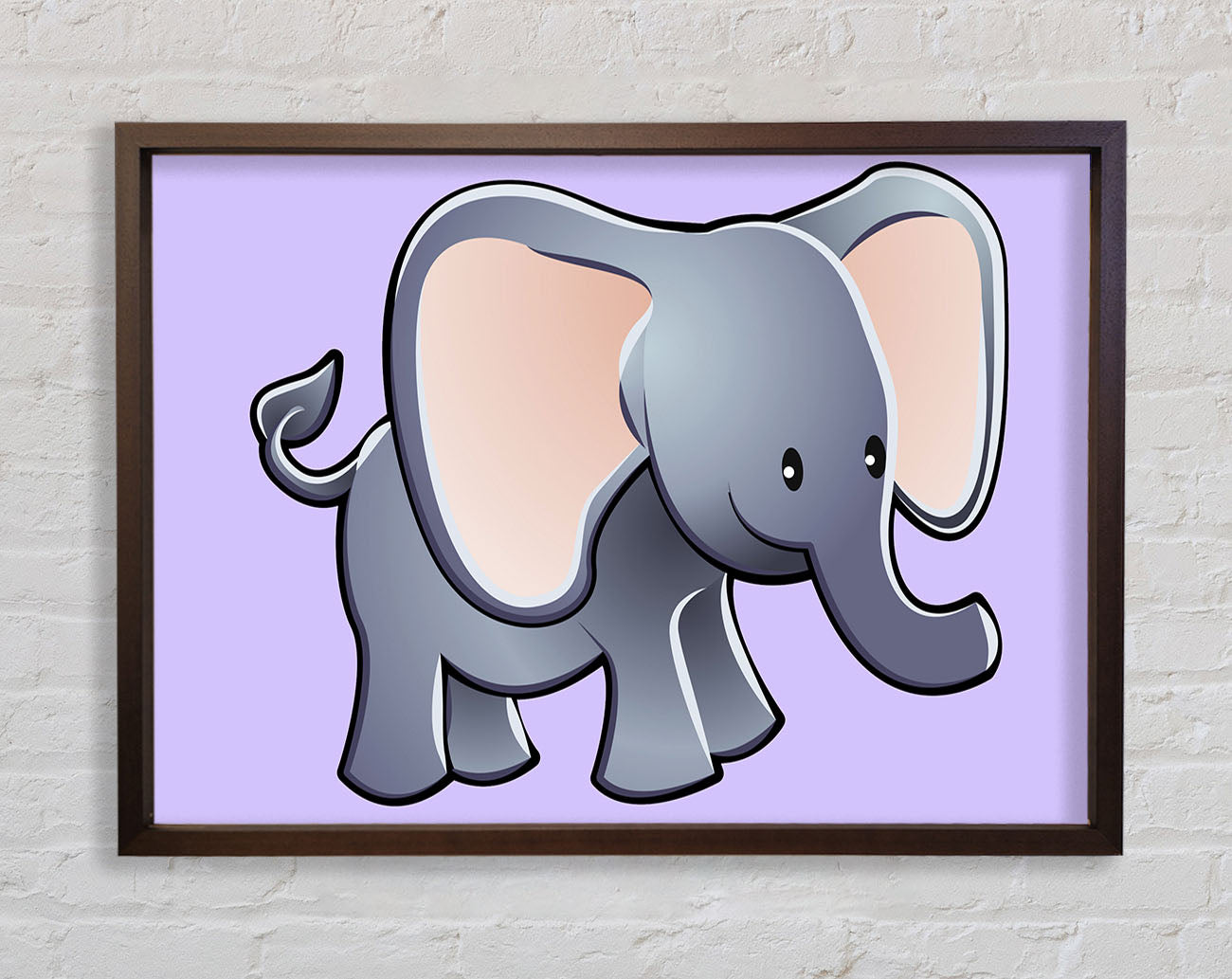 Big Eared Elephant Lilac Framed Wall Art