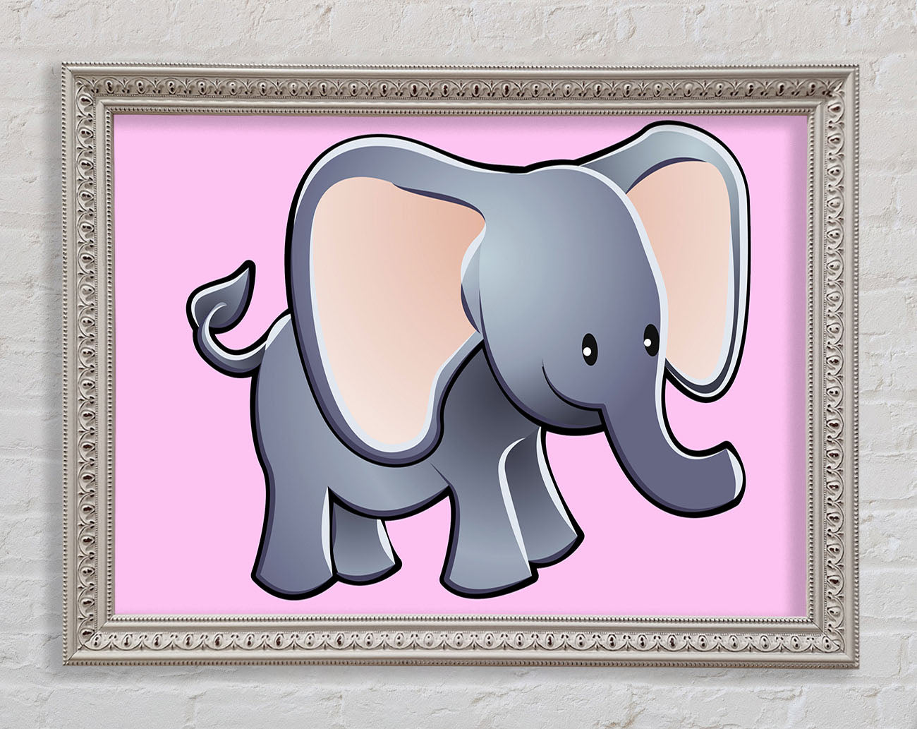 Big Eared Elephant Pink Framed Wall Art