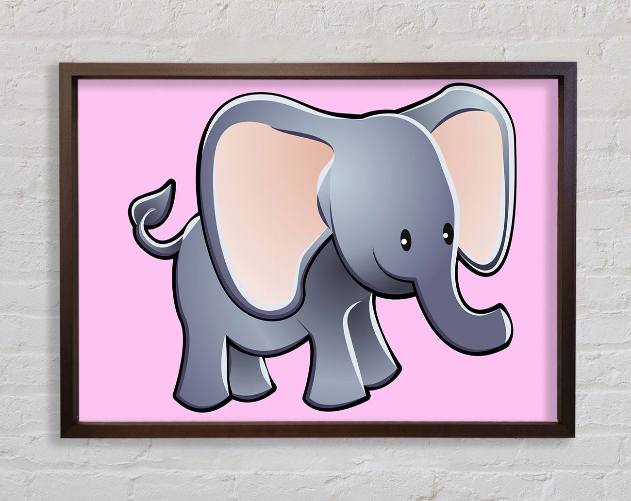 Big Eared Elephant Pink Framed Wall Art