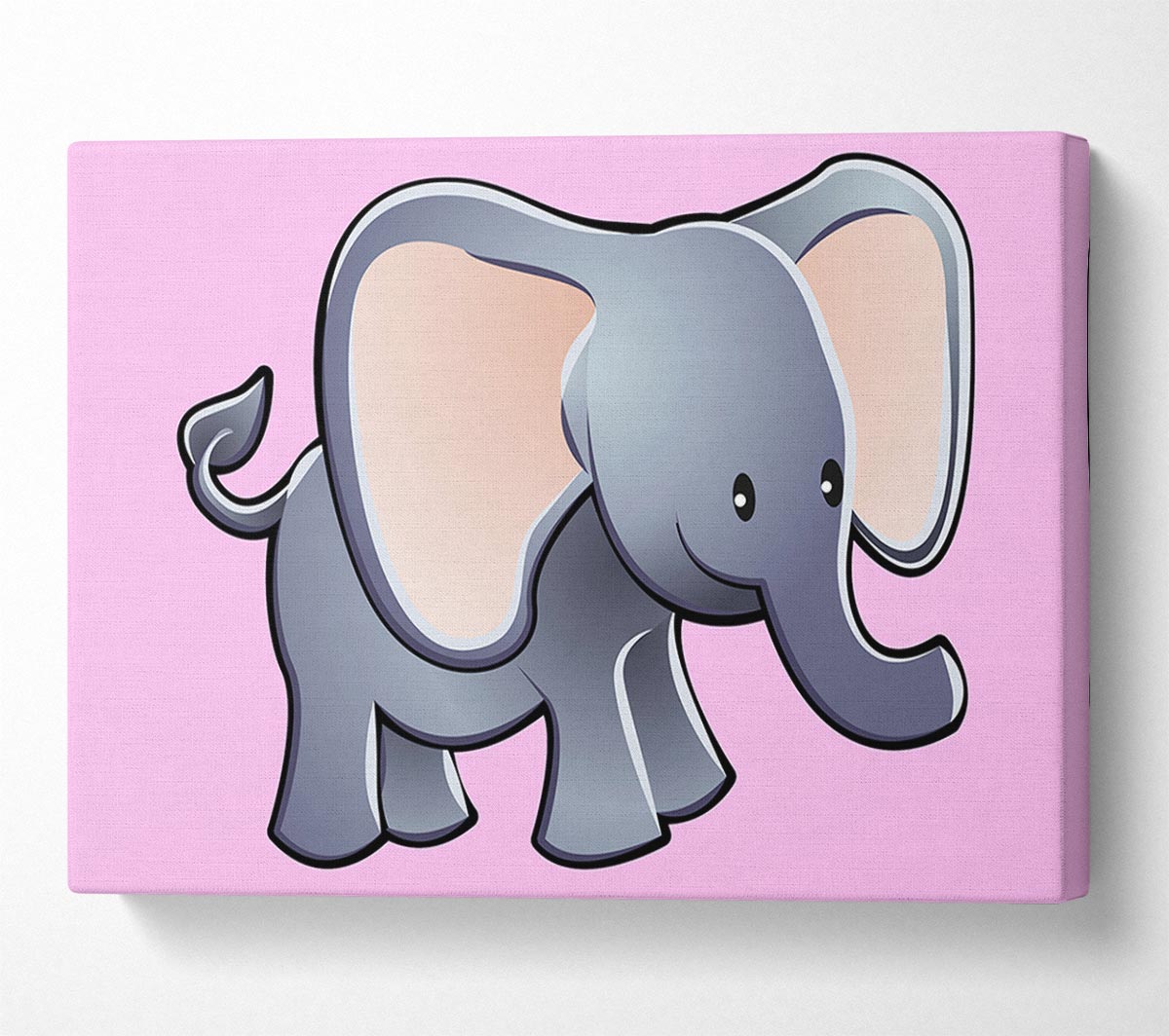 Big Eared Elephant Pink Canvas Wall Art