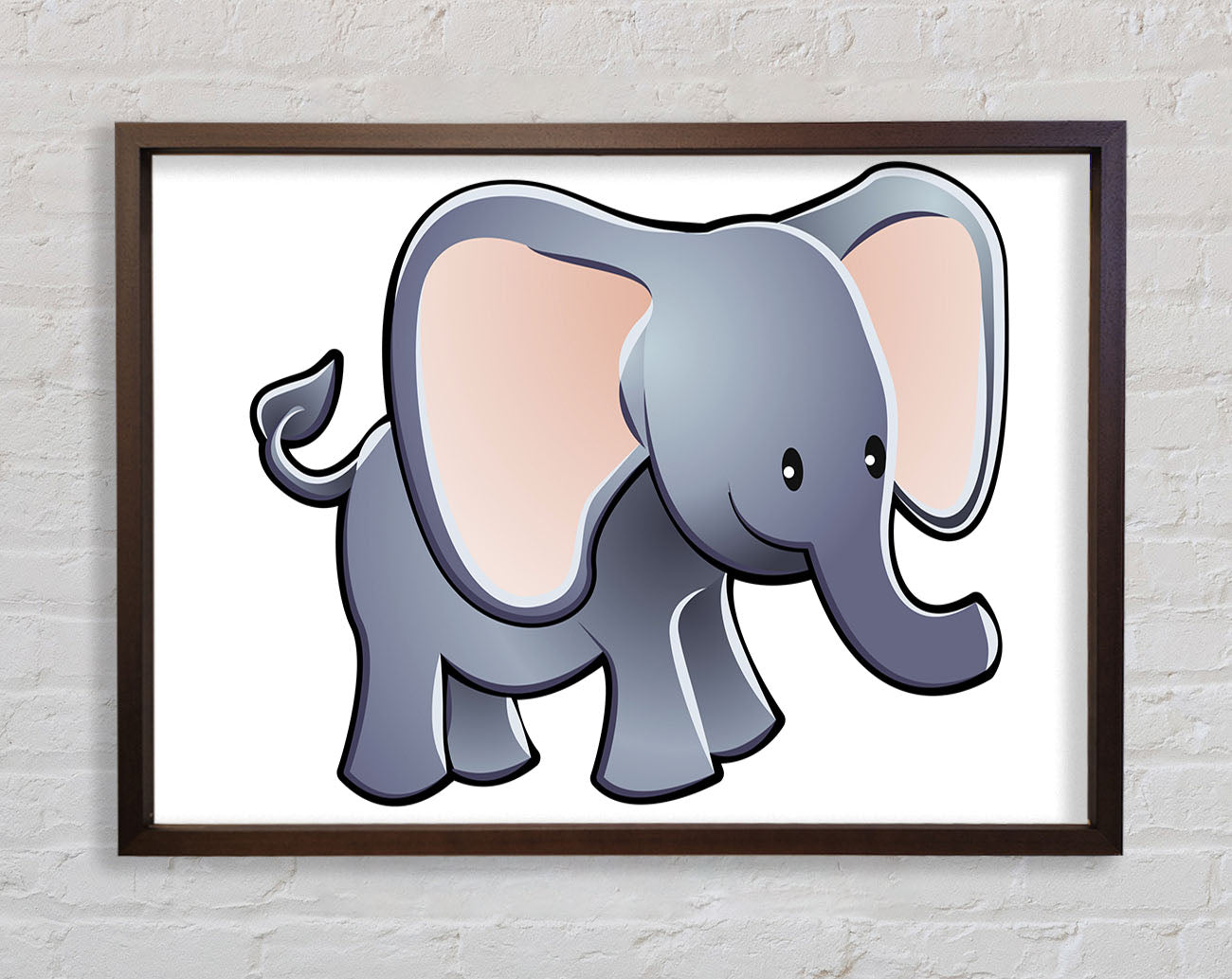 Big Eared Elephant White Framed Wall Art