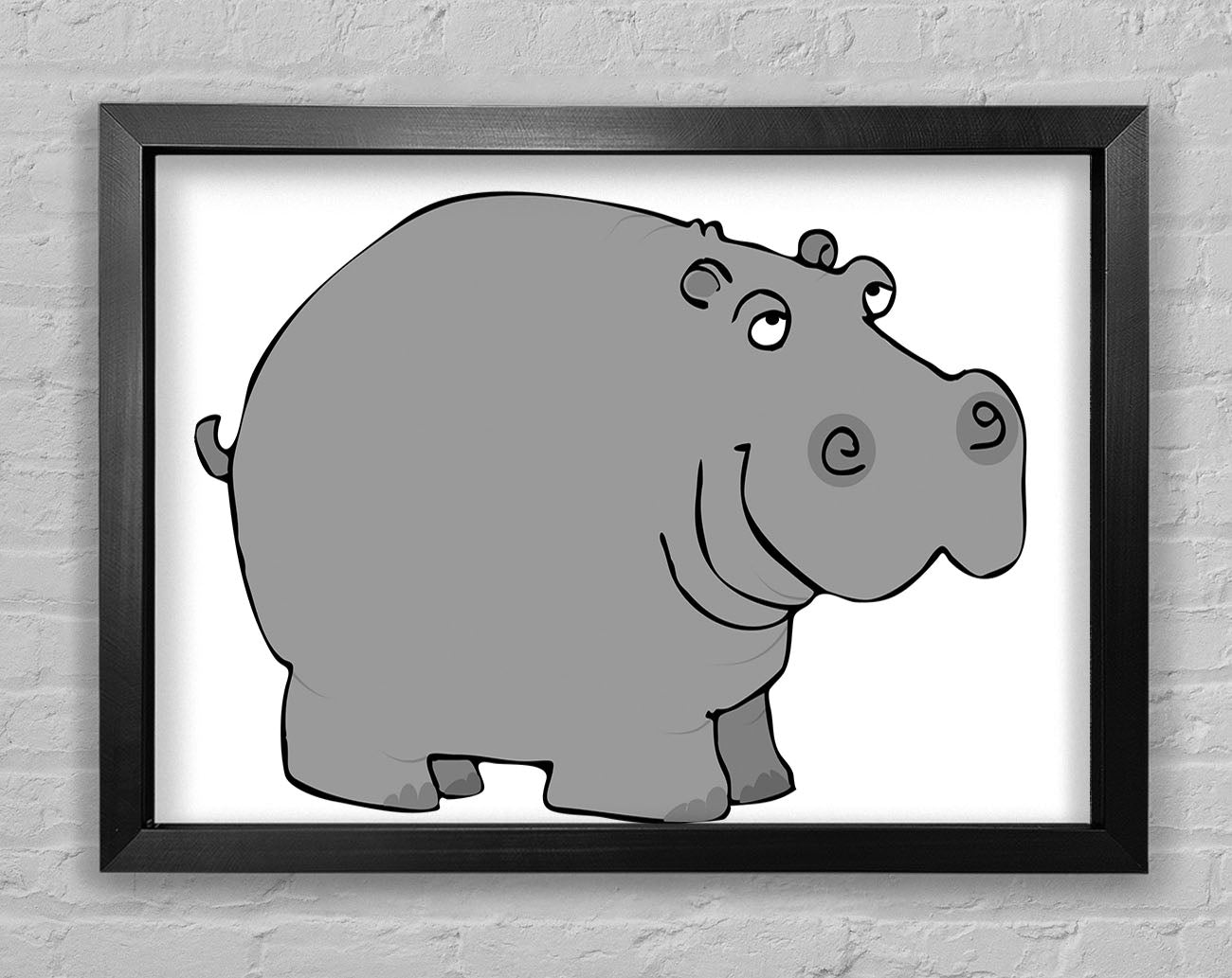 Big Fat Hippo White Framed Wall Art
