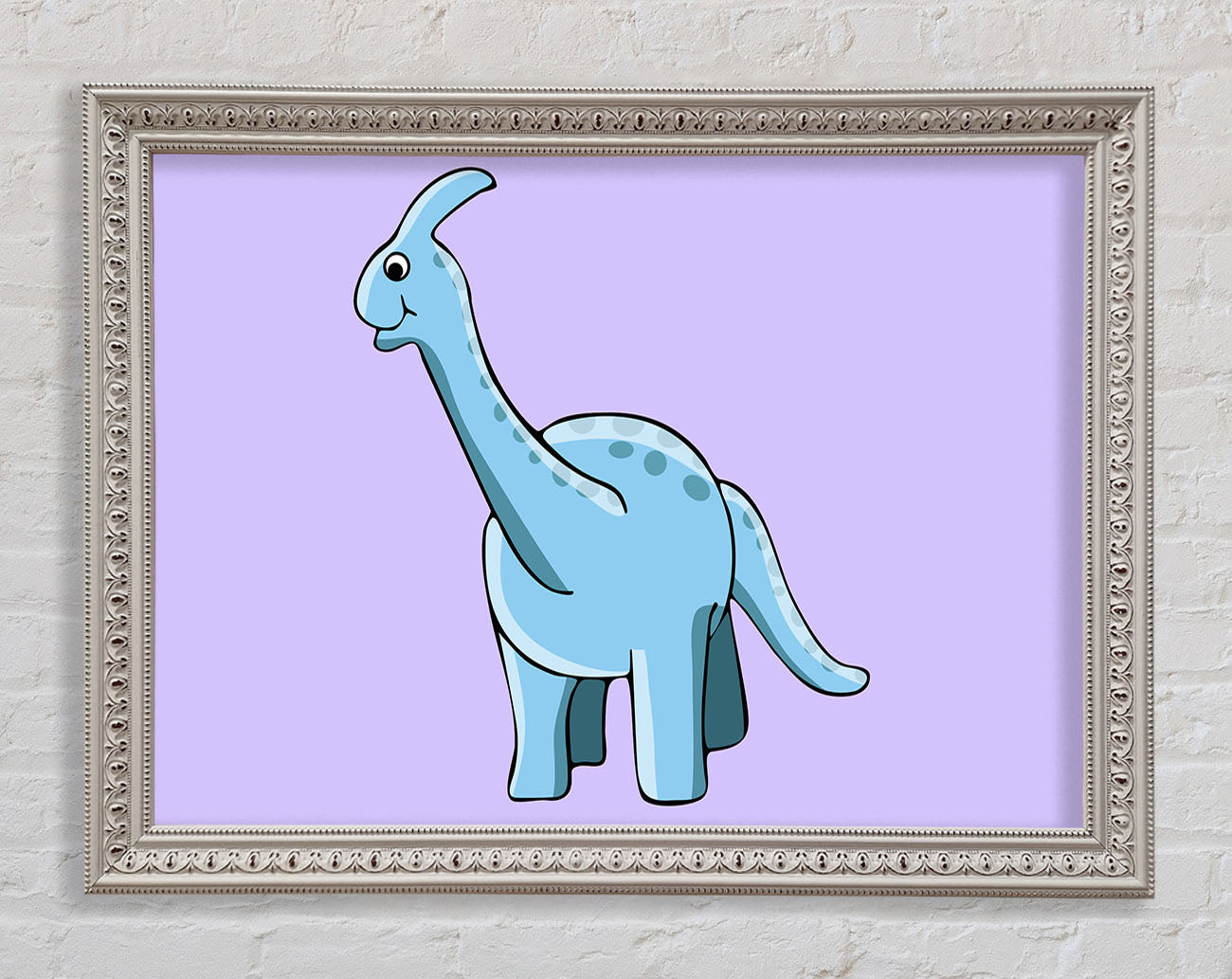 Big Funny Dinosaur Lilac Framed Wall Art