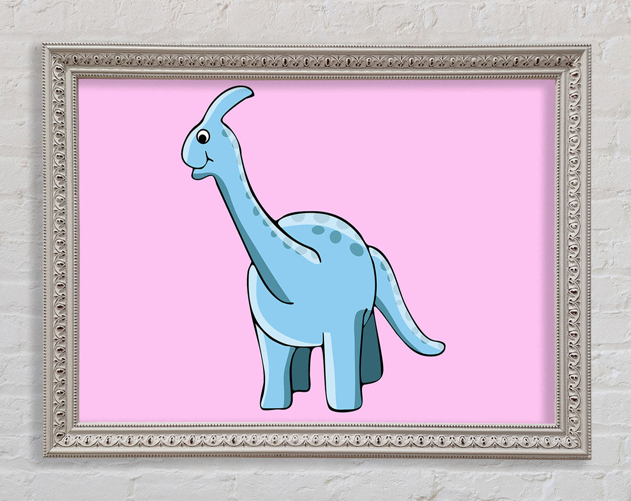 Big Funny Dinosaur Pink Framed Wall Art