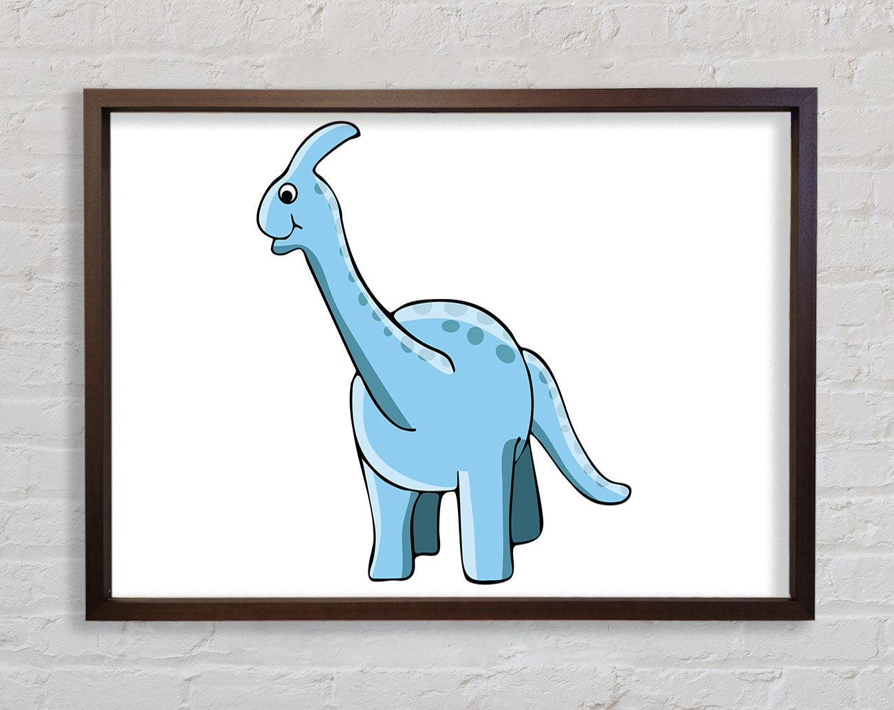 Big Funny Dinosaur White Framed Wall Art