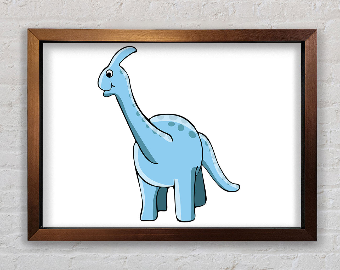 Big Funny Dinosaur White Framed Wall Art