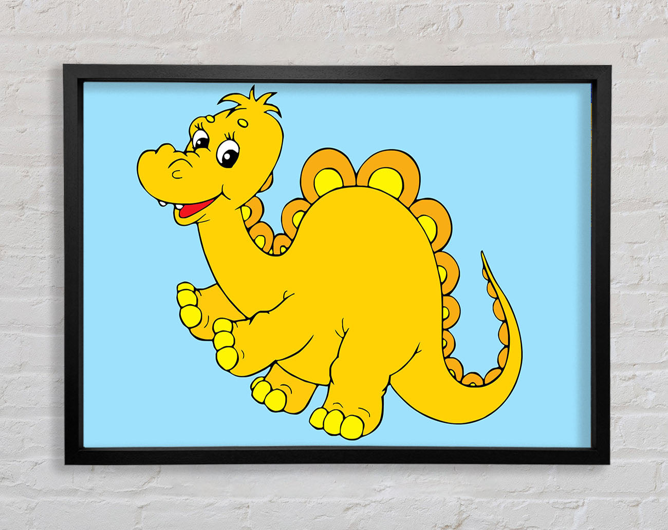 Big Happy Dinosaur Baby Blue Framed Wall Art