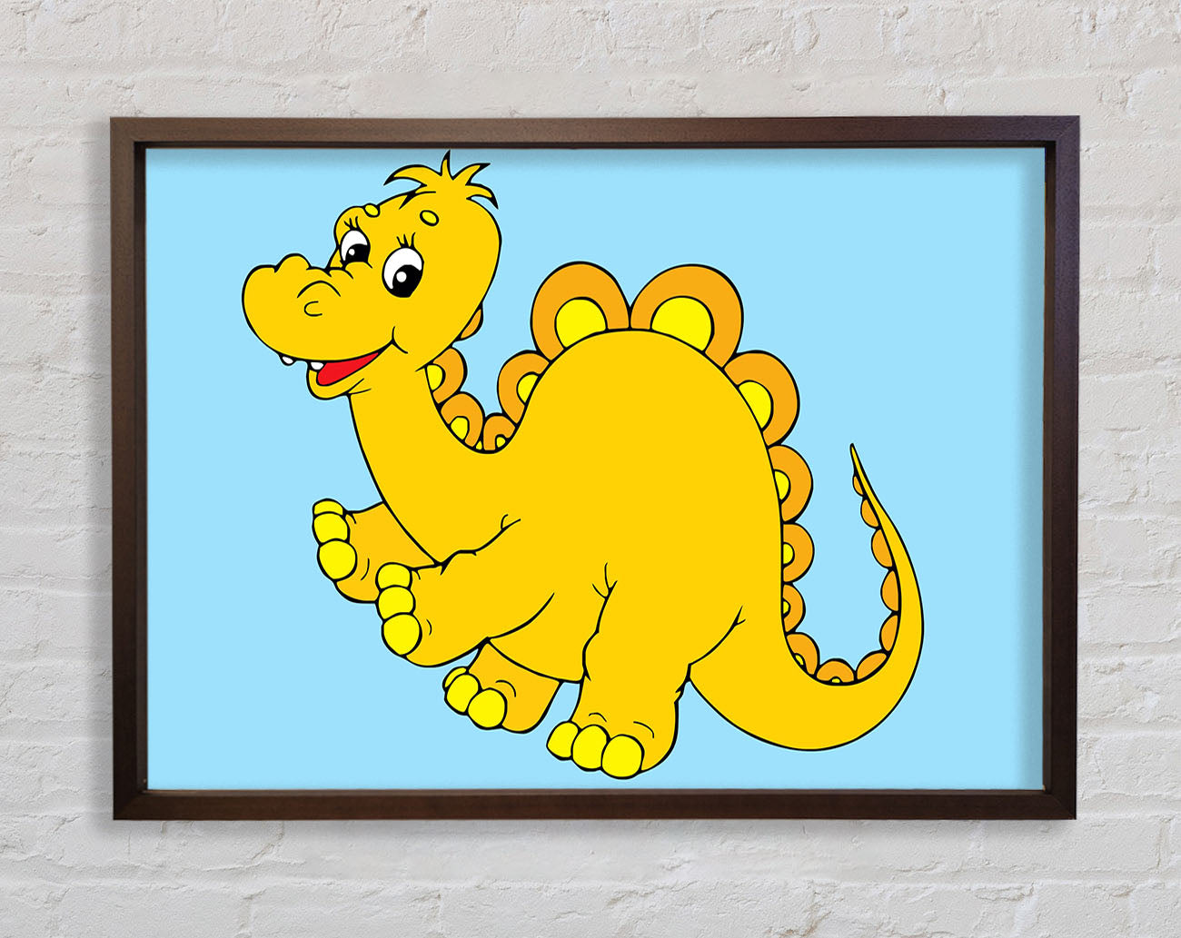 Big Happy Dinosaur Baby Blue Framed Wall Art