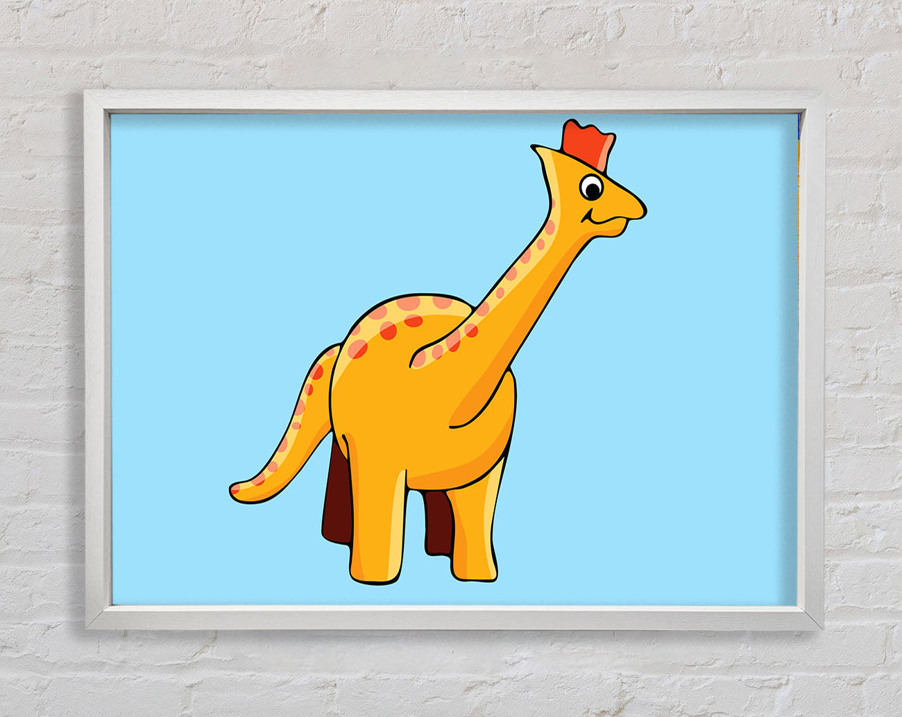 Big Herbivore Dinosaur Long Neck Baby Blue Framed Wall Art