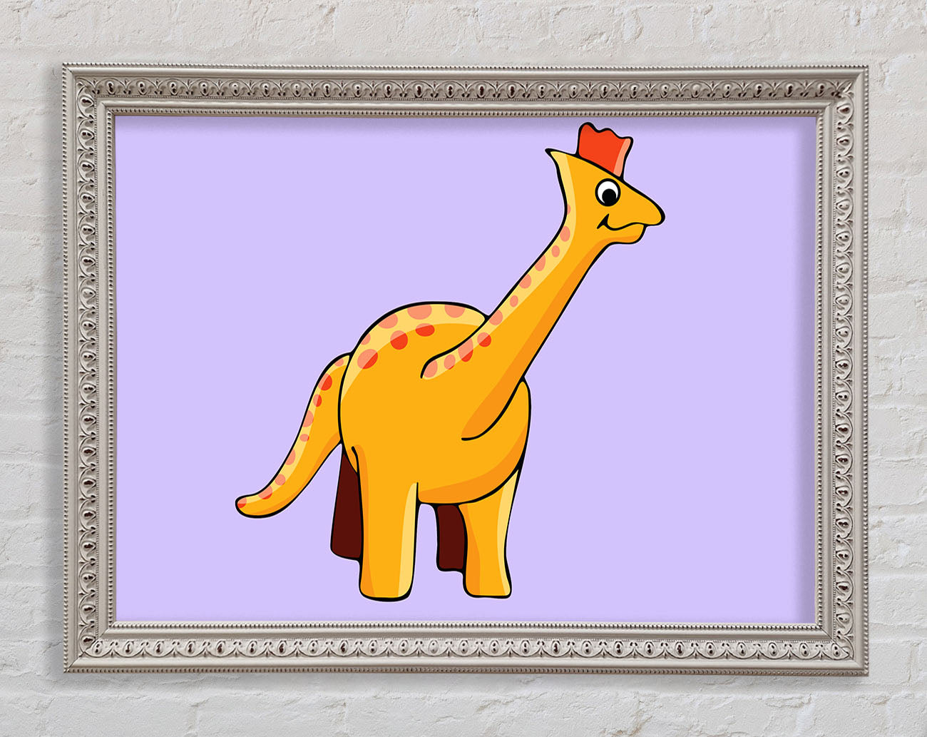 Big Herbivore Dinosaur Long Neck Lilac Framed Wall Art