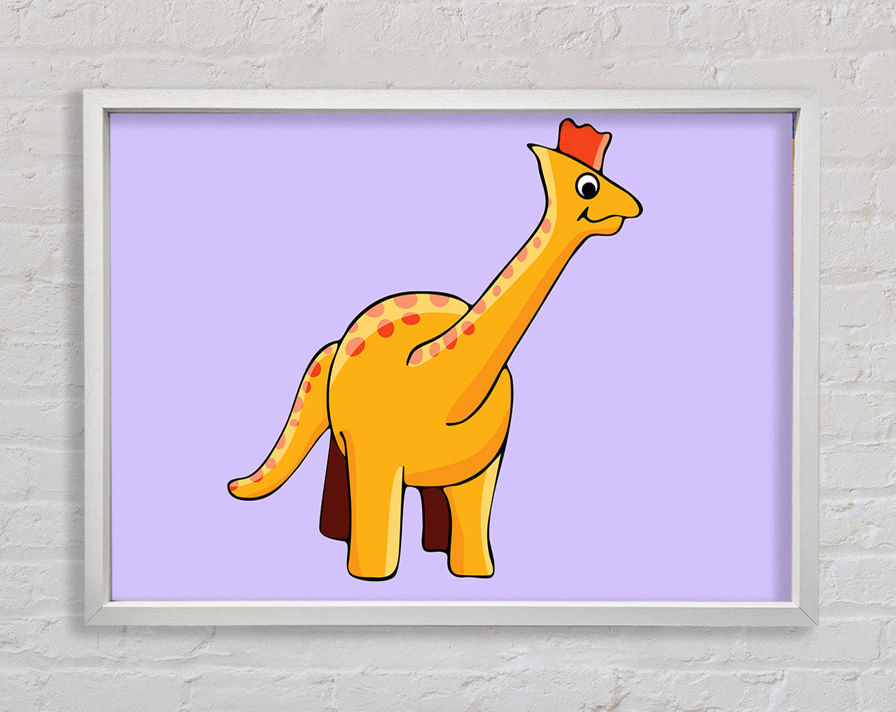 Big Herbivore Dinosaur Long Neck Lilac Framed Wall Art
