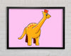 Big Herbivore Dinosaur Long Neck Pink Framed Wall Art