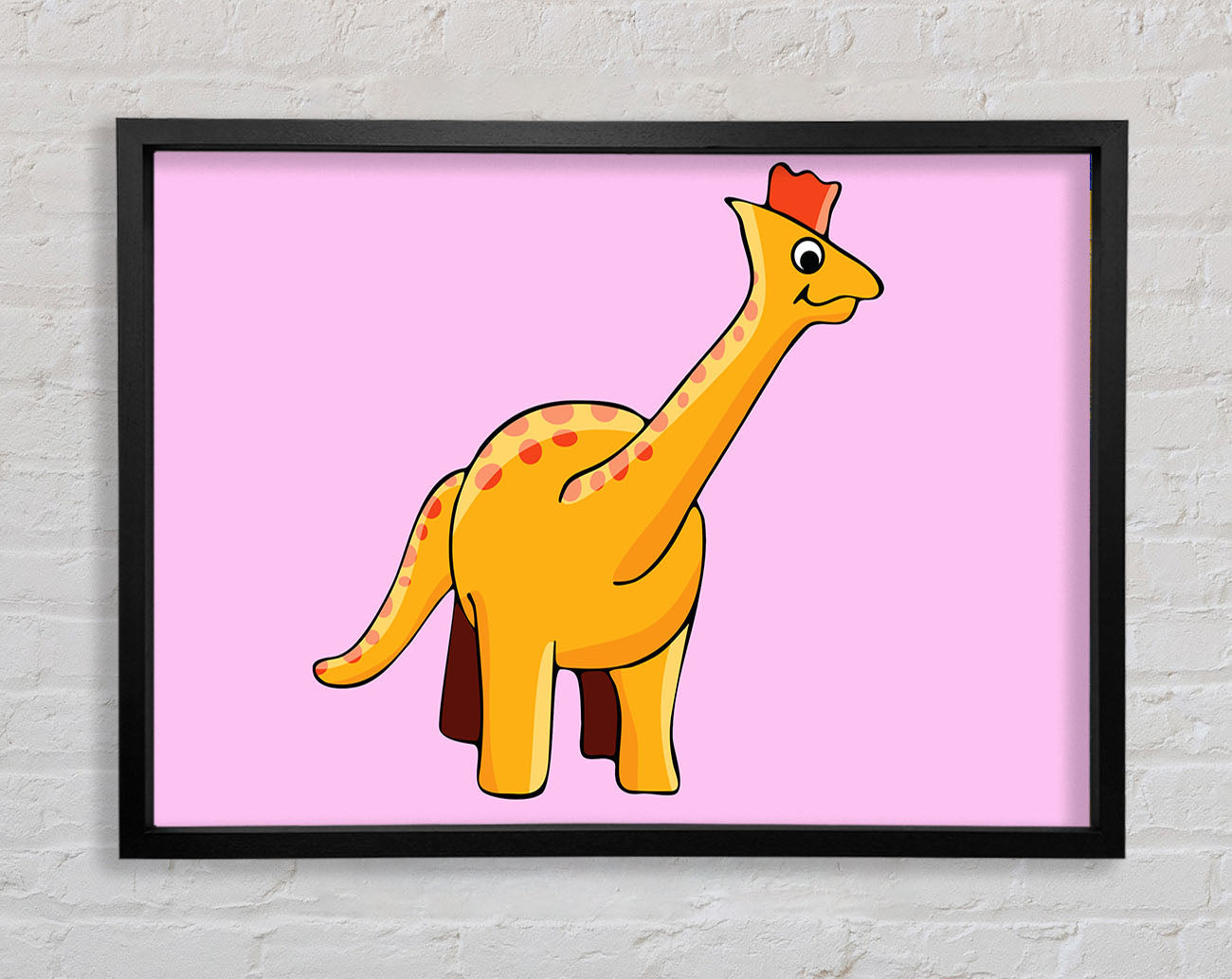 Big Herbivore Dinosaur Long Neck Pink Framed Wall Art