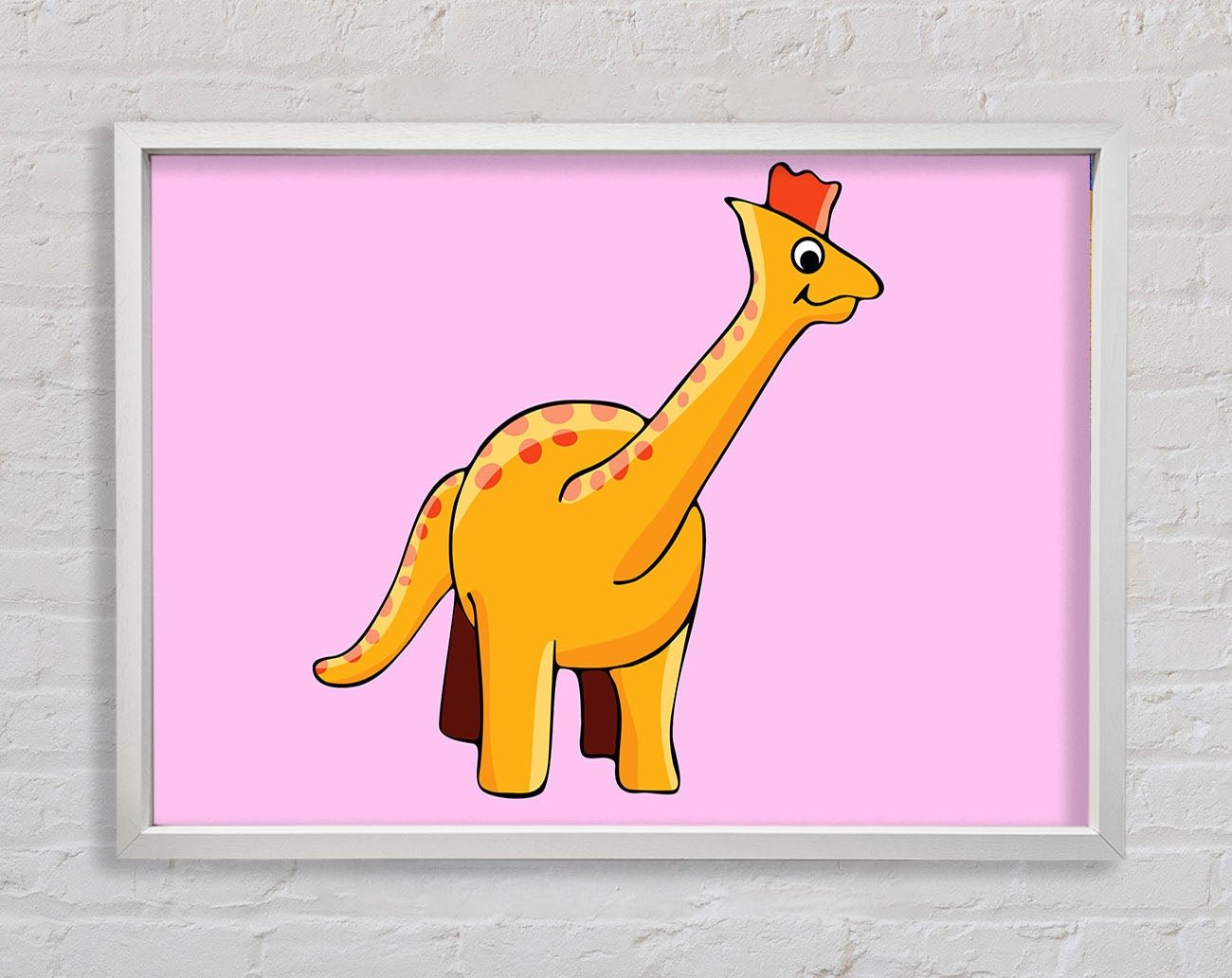 Big Herbivore Dinosaur Long Neck Pink Framed Wall Art