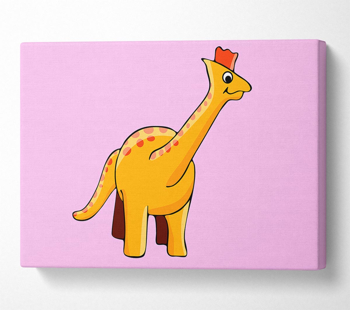 Big Herbivore Dinosaur Long Neck Pink Canvas Wall Art