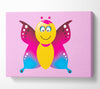 Butterfly Cartoon Face Pink Canvas Wall Art