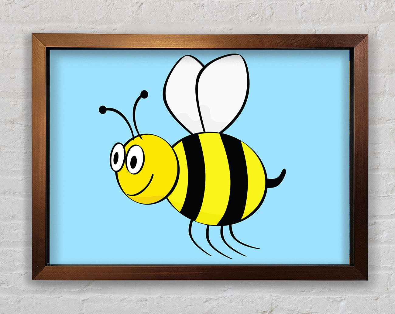 Buzzing Bee Baby Blue Framed Wall Art