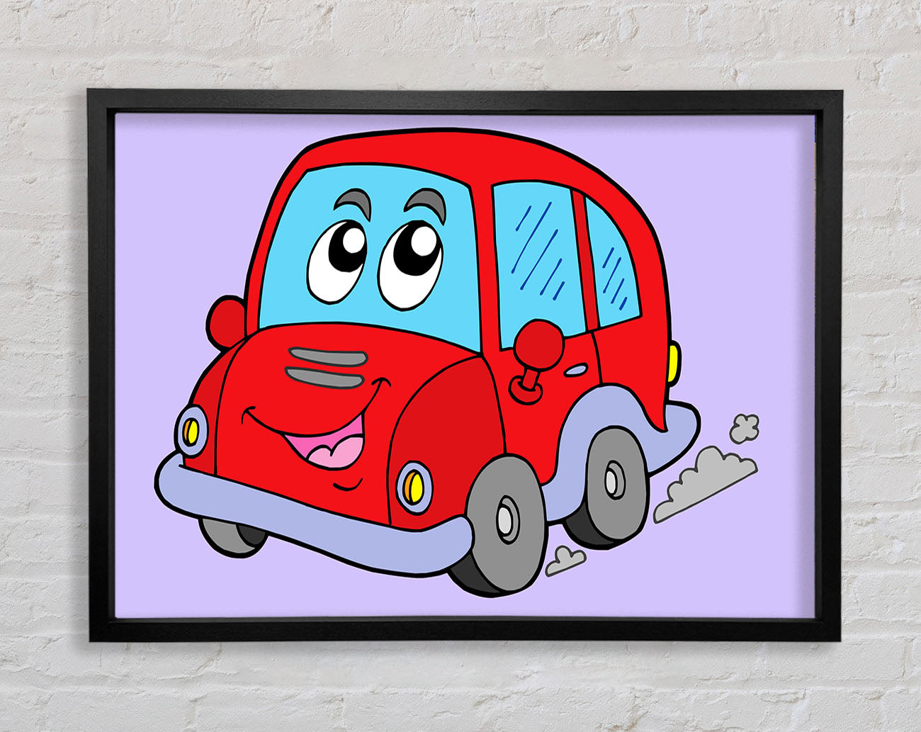 Car With Face Smokey Lilac Framed Wall Art
