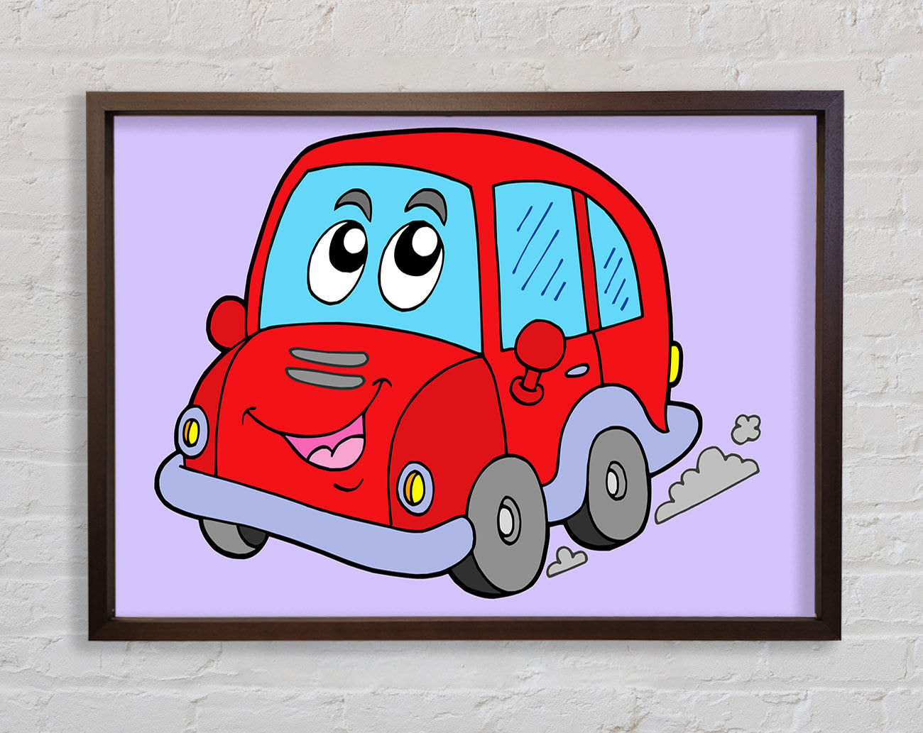 Car With Face Smokey Lilac Framed Wall Art