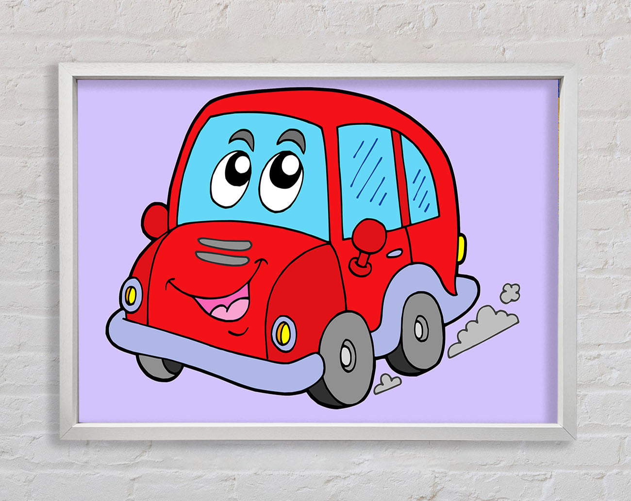 Car With Face Smokey Lilac Framed Wall Art