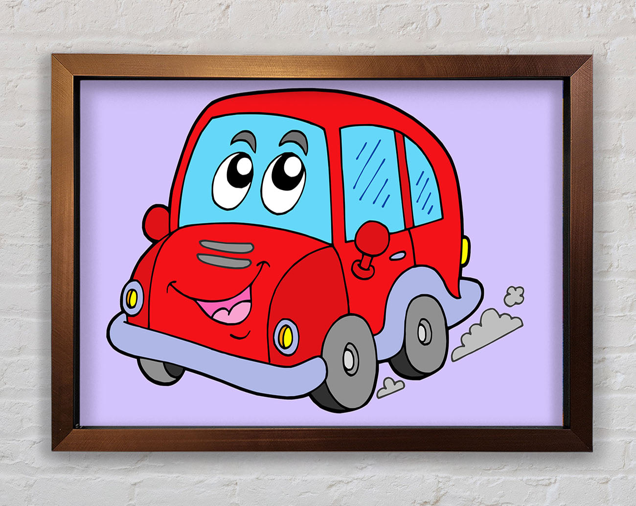 Car With Face Smokey Lilac Framed Wall Art