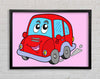 Car With Face Smokey Pink Framed Wall Art